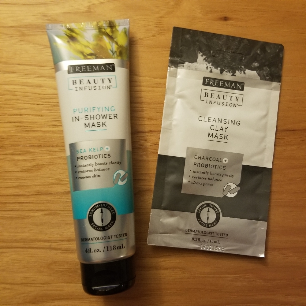 Set of 2: Freeman Beauty Infusion Masks Bundle Clay Mask Shower Mask NWT
